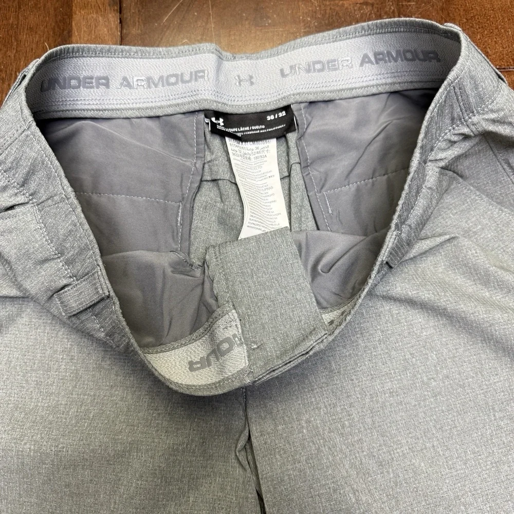 Under Armour Matchplay‎ Gray Golf Pants Mens Size 36X32 Stretch Waist Flat Front
